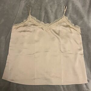 Loft Champagne Lace Trim Satin Camisole